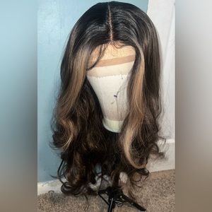 Ebony wig synthetic highlights wig 30 inch” closure wig